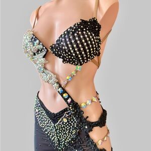NEW Professional Dance Costume, Womens Crystal Embellished Performance Wear